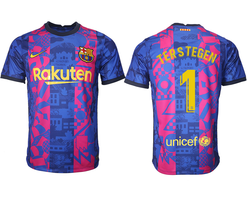 Cheap Men 2021-2022 Club Barcelona blue training suit aaa version 1 Soccer Jersey
